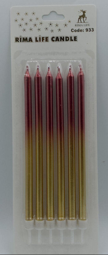 Kırmızı Altın Doğum Günü Mumu 6 Lı Kod: 935